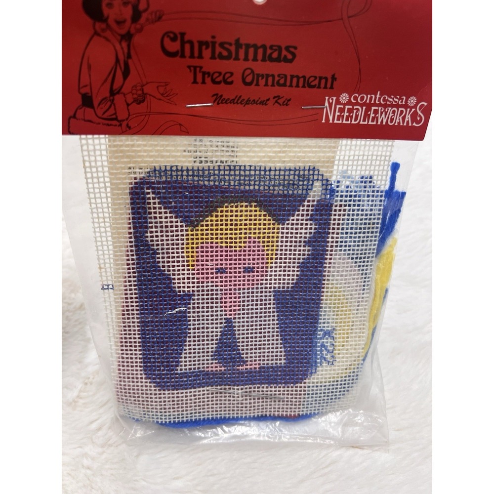 Vtg Contessa Needleworks Needlepoint kit Angel Tree Ornament Sealed